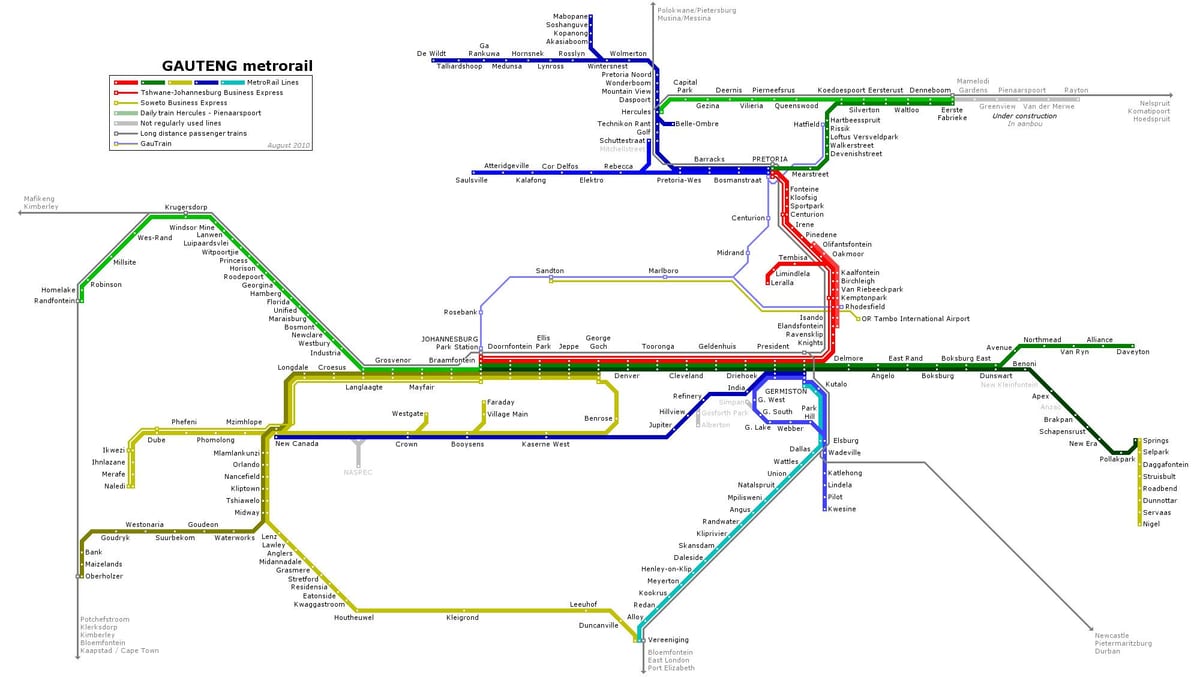 ヨハネスブルグ(Joburg Jozi)の交通機関の地図