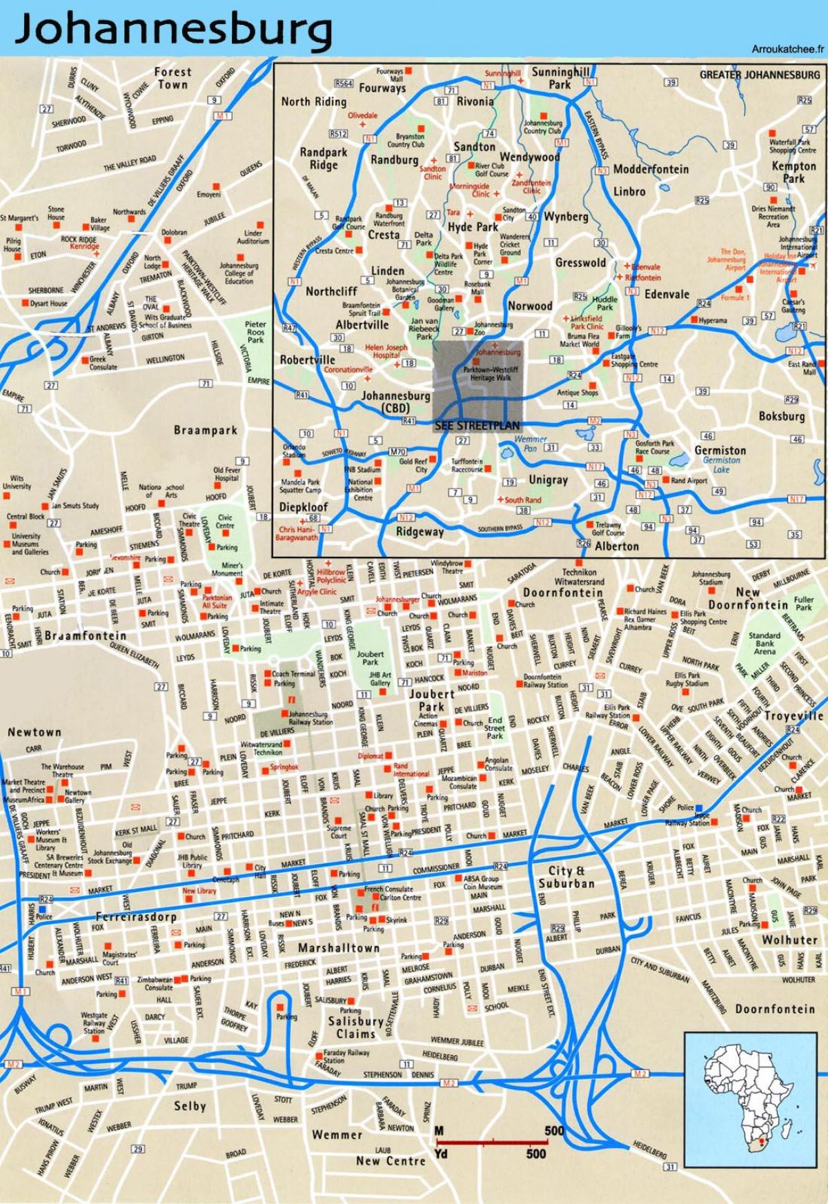 ヨハネスブルグ（ジョバーグ・ジョジ）市街地図