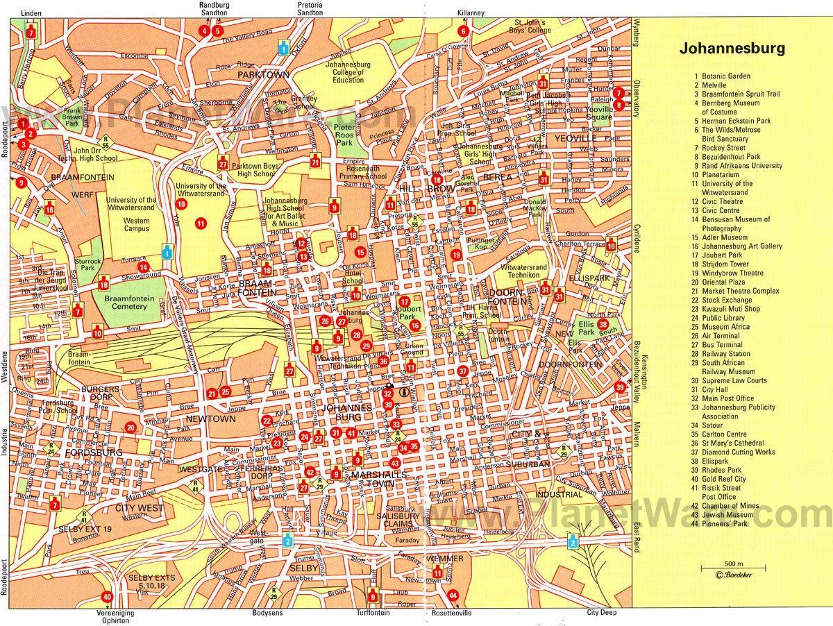 ヨハネスブルグ（Joburg Jozi）のウォーキングツアーの地図